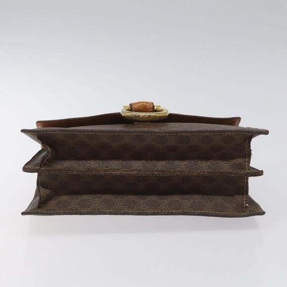 CELINE Macadam Canvas Hand Bag Pvc Leather Brown Gold - Picture 9 of 13